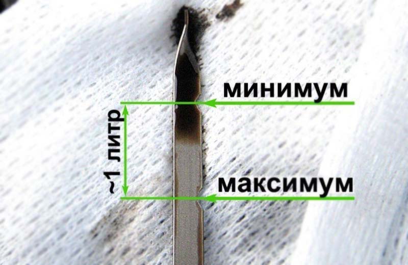 норма уровня масла в двигателе